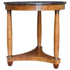 French Marble-Top Guéridon Table with Brass Fittings Antique French Marble-Top Guéridon Table with Brass Fittings