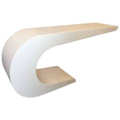 Newly Lacquered C Shaped Console Table in the Style of Pierre Cardin