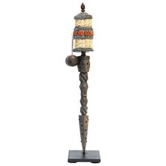 Early 20th Century Tibetan Prayer Wheel Decorated with Coral and Turquoise