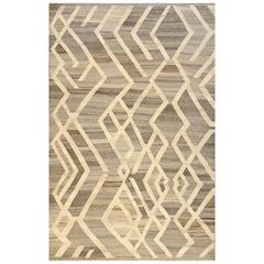 Abstract Earth Toned Hand-Knotted Kilim Rug