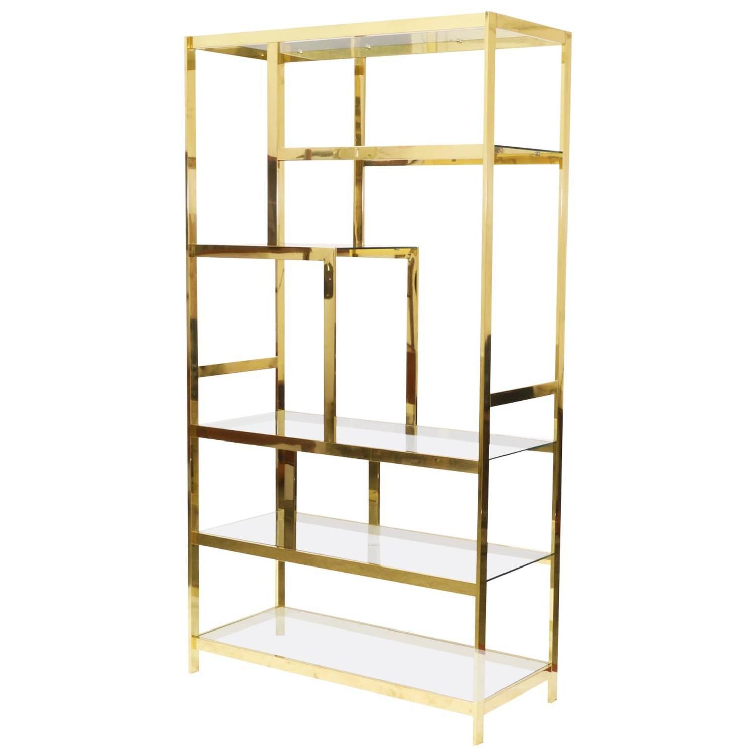 Midcentury Brass Etagere Display Shelf Unit at 1stdibs