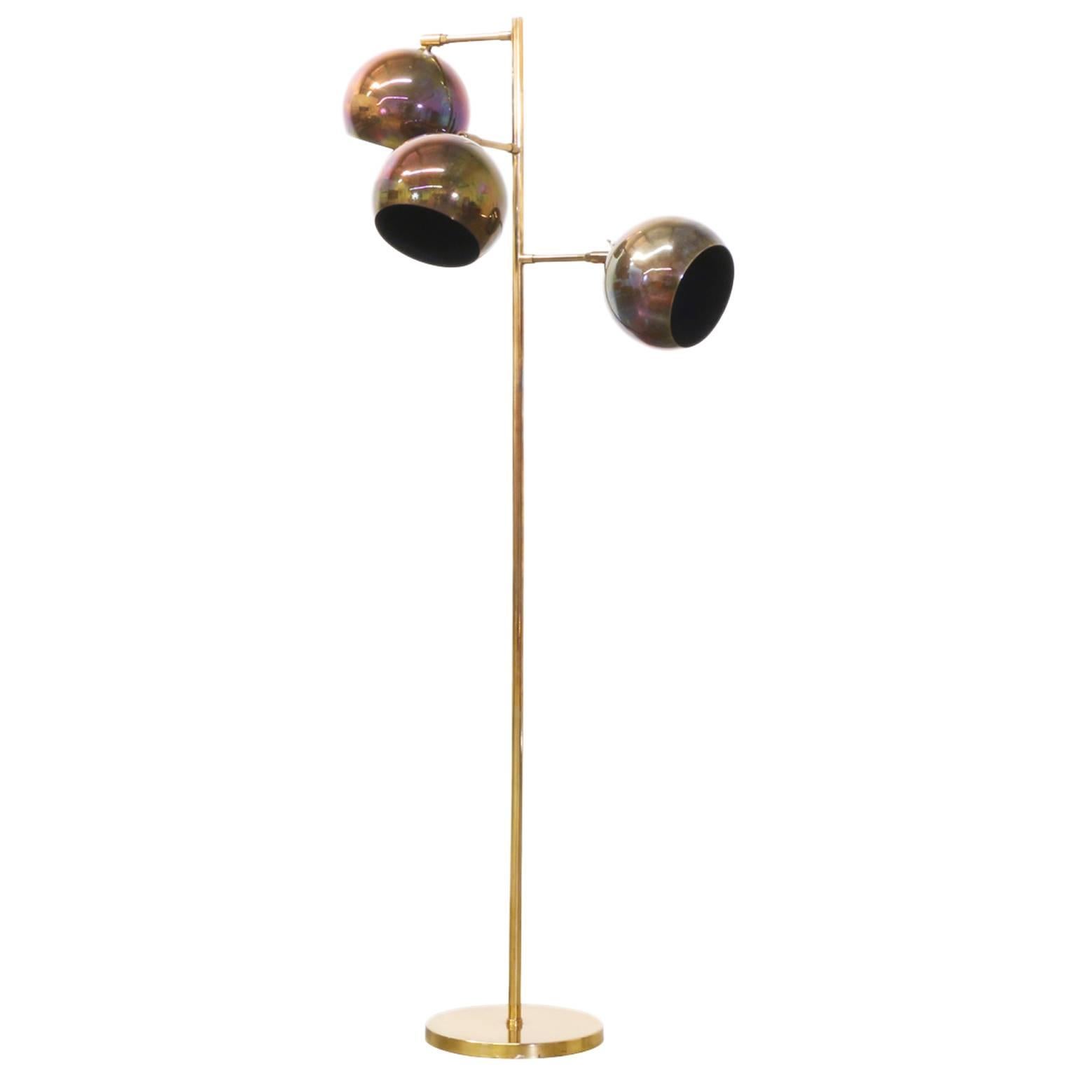 Koch & Lowy Brass Three-Tier Orb Floor Lamp