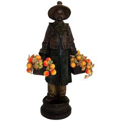 Wonderful 19th Century Austrian Terracotta Chinoiserie Fruit Vendor Sculpture