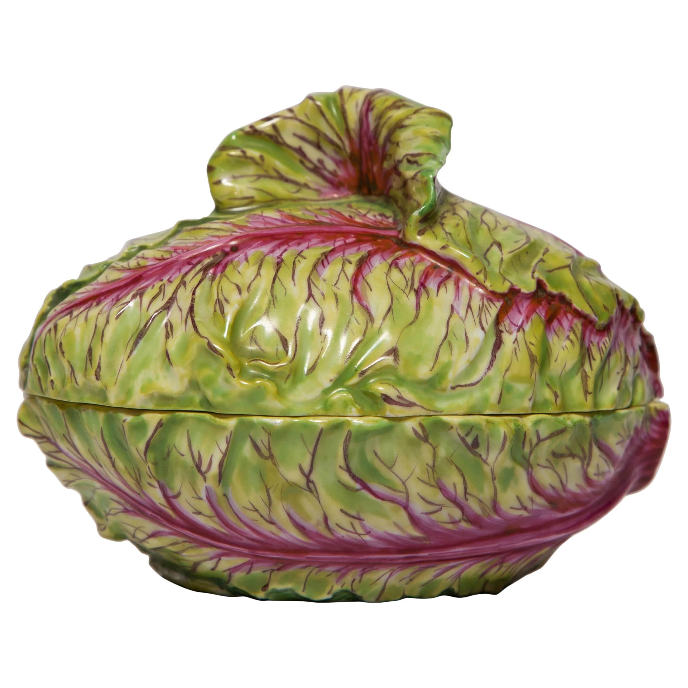 Rare Meissen Covered Box/Small Tureen in the Form of a Cabbage