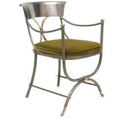 Steel and Brass Armchair, Italy, circa 1950