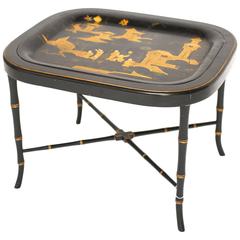 French Chinoiserie Bamboo Tray Table
