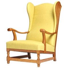 Chaise danoise Wingback des années 1960, non attribuée