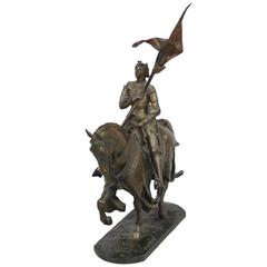 Sculpture en bronze de Jeanne d'Arc par Antonin Mercie (1845-1916)