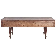 Rustic Drop-Leaf Wooden Table with Turned Legs
