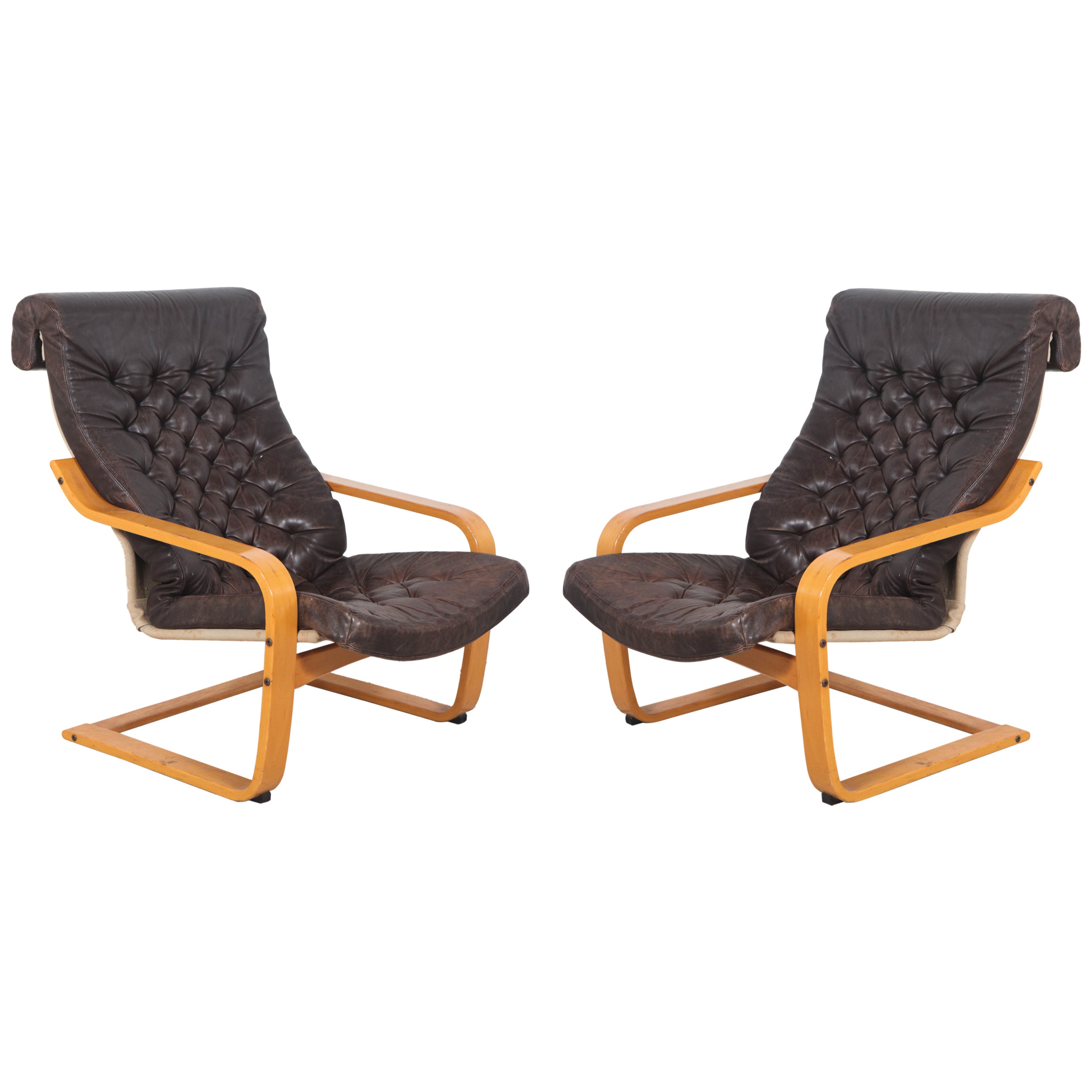 Pair of Original POEM Chairs in Tufted Pair of Original POEM Chairs in Tufted