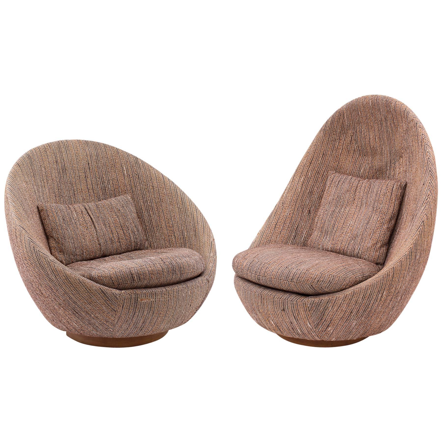 Rare "His and Hers" Milo Baughman Egg Chairs