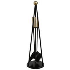 Modernist Brass & Iron Fire Tools