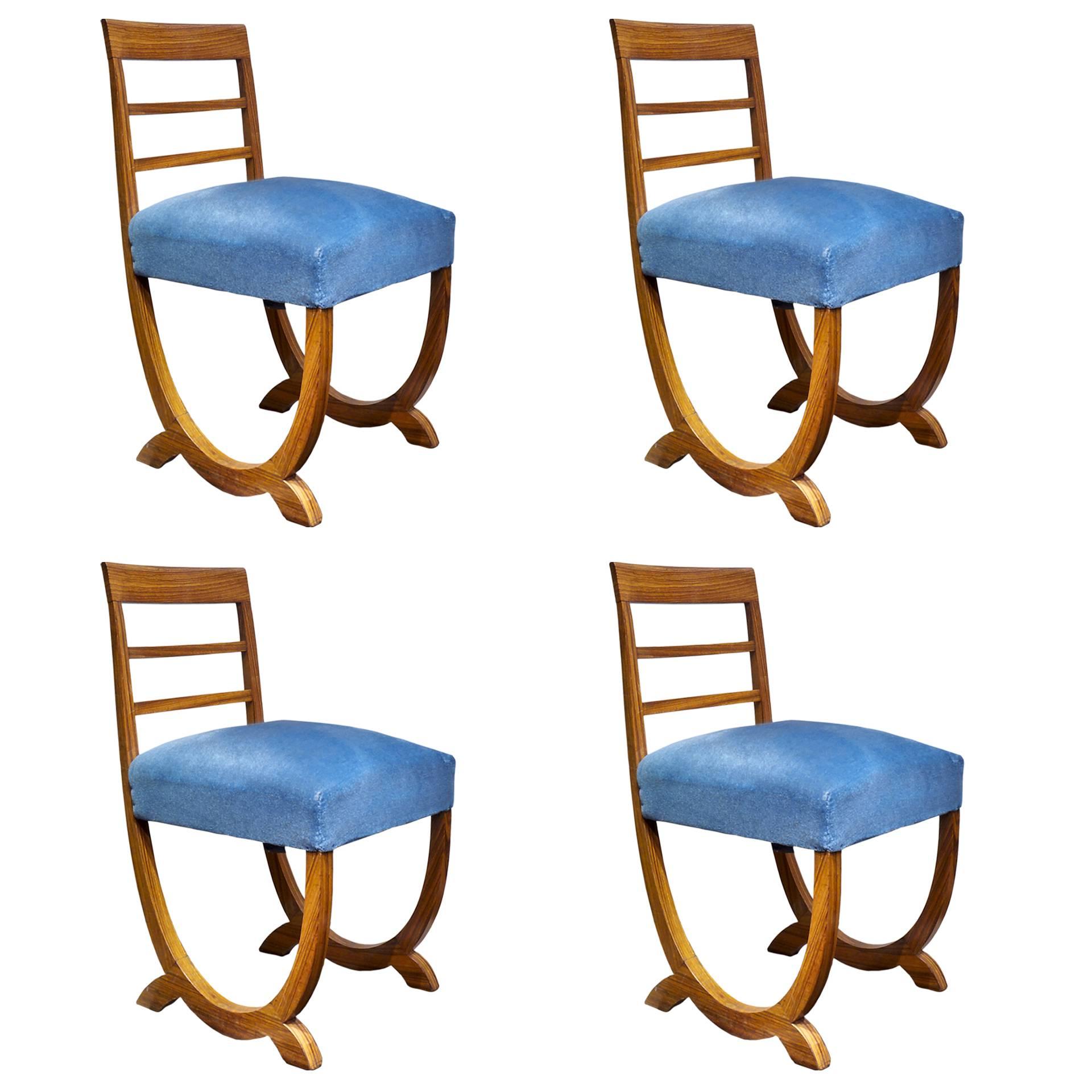 New Objectivity Set of Four Chairs by Fritz August Breuhaus de Groot For Sale