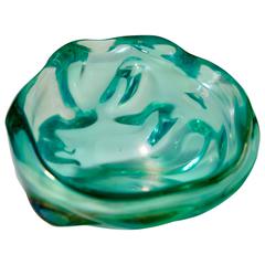 Sea Form Blue-Green Murano Glass Bowl