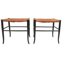 Pair of Mid-Century Italian Stools in the Manner of Gio Ponti