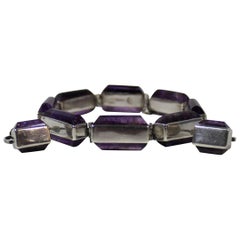 Antonio Pineda Silver and Amethyst Bracelet and Earrings Set