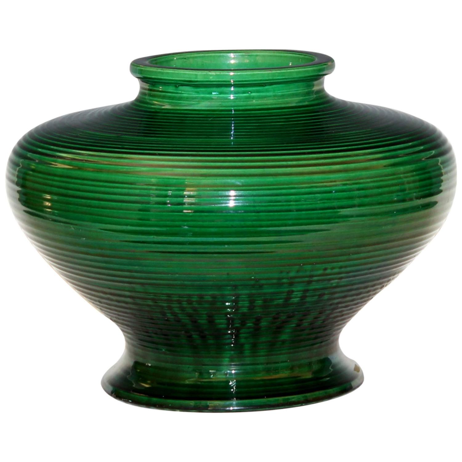 Large Awaji Pottery WideShouldered Ripple Ware Vase at 1stdibs