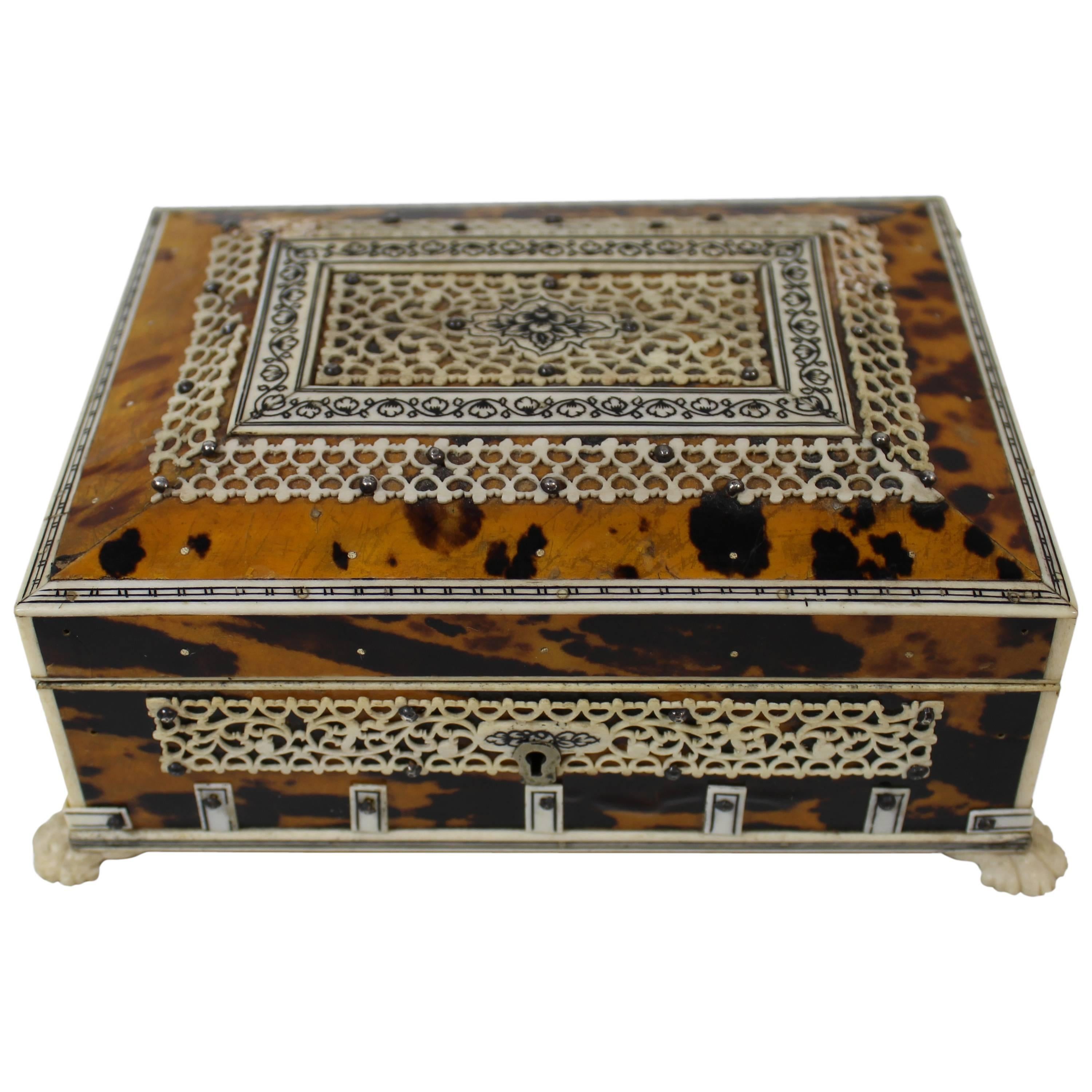 Anglo-Indian Tortoise Shell and Ivory Box, 19th Century