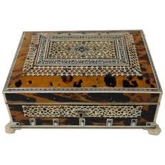 Antique Anglo-Indian Tortoise Shell and Ivory Box, 19th Century