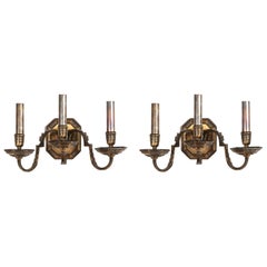 Pair of American Bronze Double Sconces