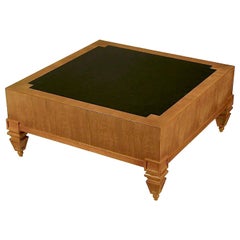 Tomlinson Empire Style Mahogany and Black Leather Square Coffee Table