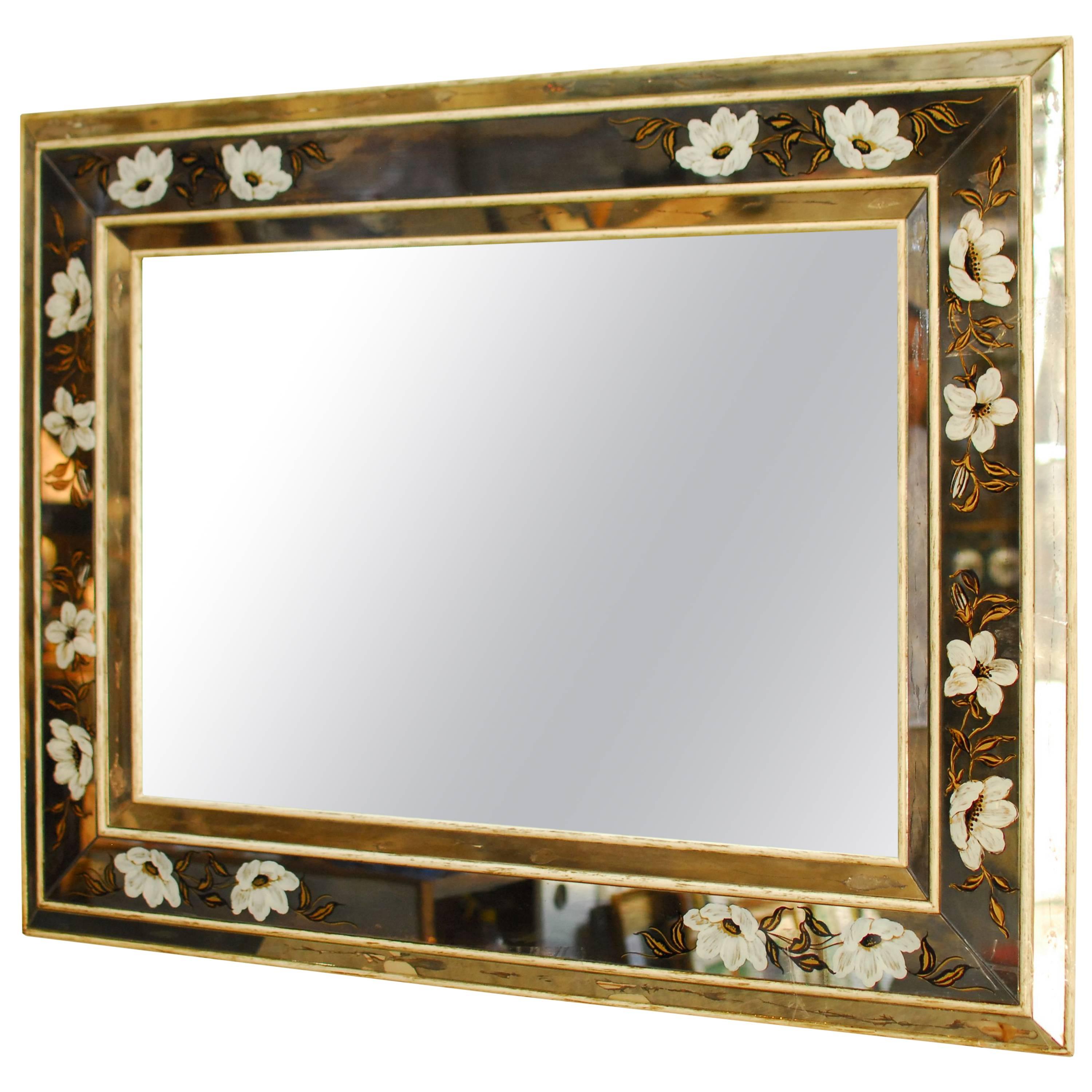 Antique French Reverse Painted Églomisé Mirror