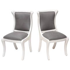 Tesselated Bone and Linen Side Chairs