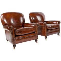 Quality Pair of Late 19th Century Leather Armchairs