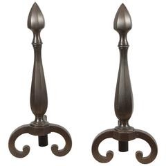 Pair of Andirons with a Dark Bronze Finish