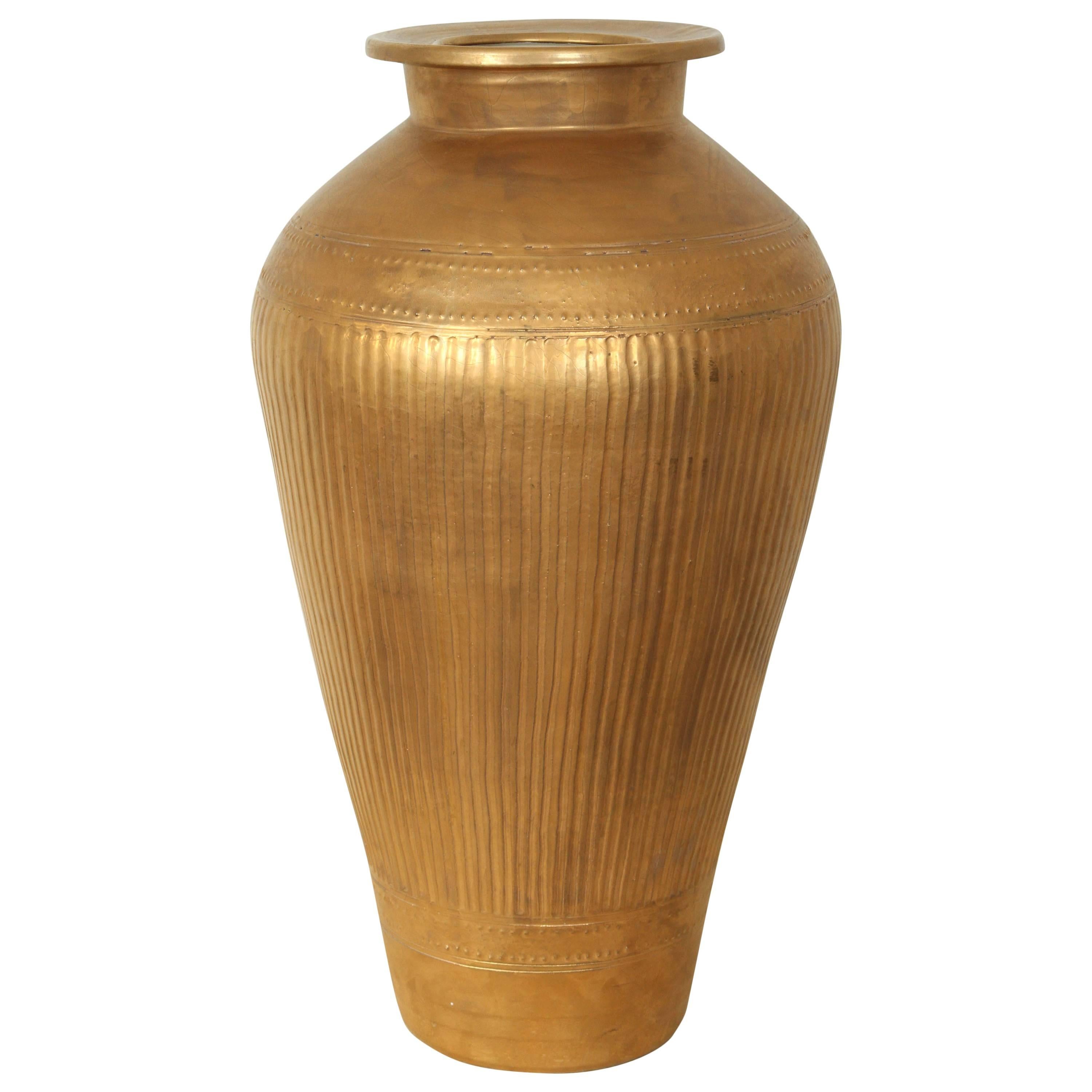 Beautiful and Enormous Gilded Ceramic Urn For Sale