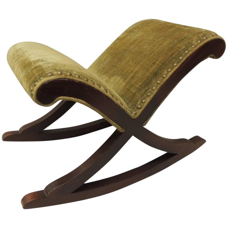 Antique Gout Velvet Rocking Stool at 1stdibs