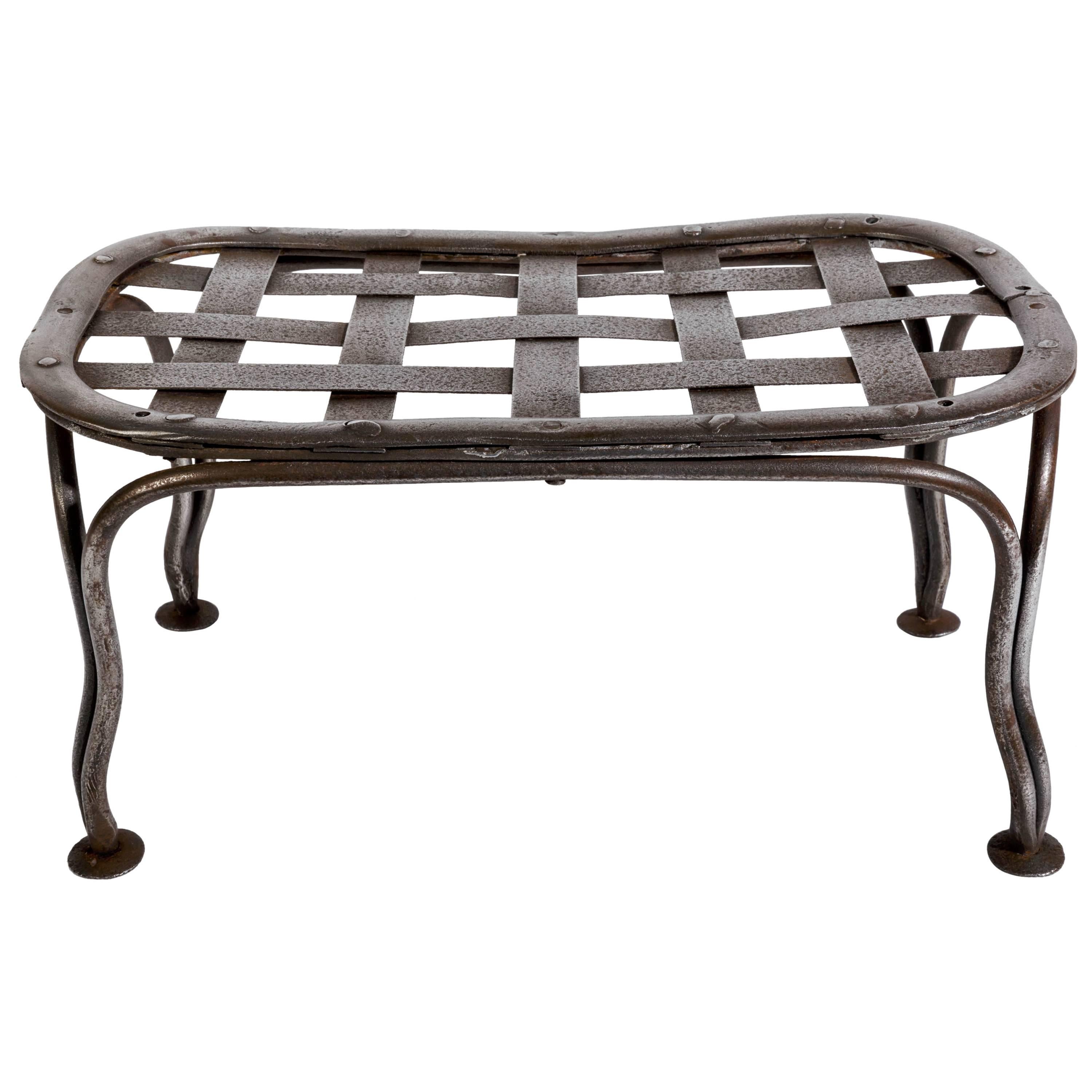 French Polished Steel Napoleon III Garden Footstool