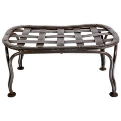 Antique French Polished Steel Napoleon III Garden Footstool