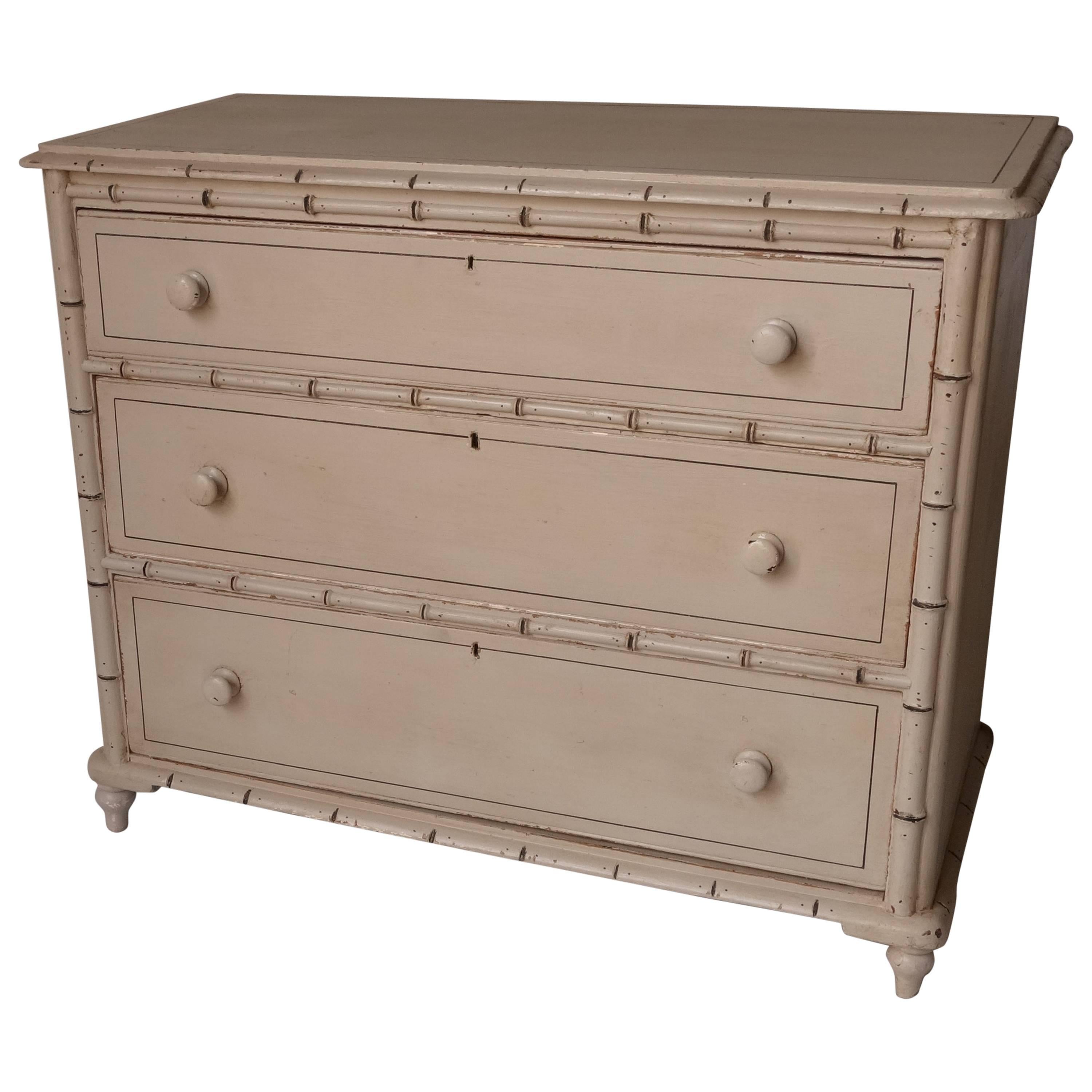 French Faux Bamboo Painted Dresser For Sale