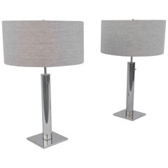 Pair of Polished Chrome Table Lamps by Nessen
