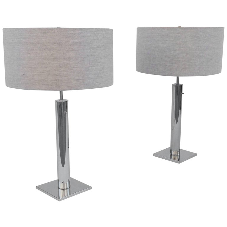 Pair of Polished Chrome Table Lamps by Nessen For Sale at 1stDibs