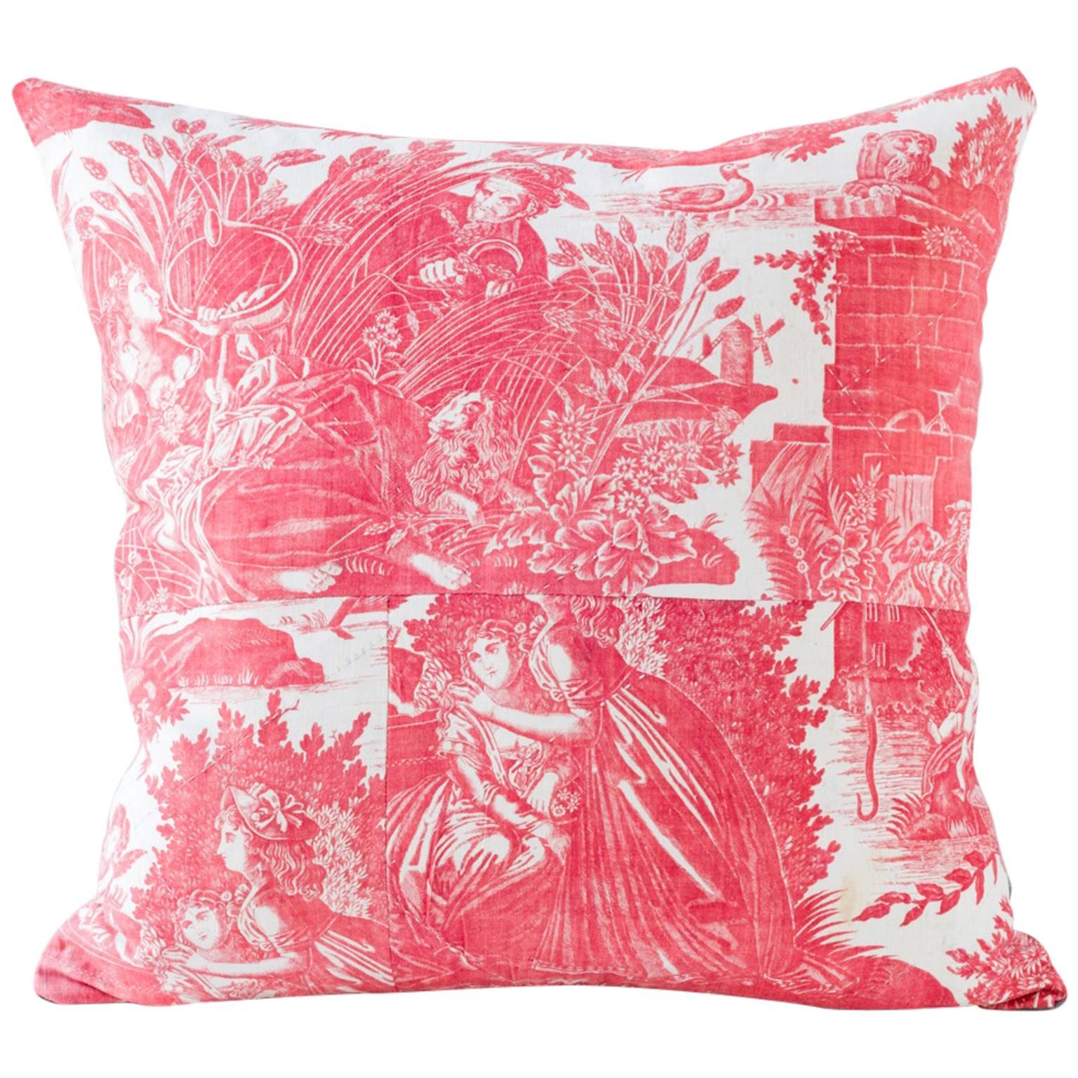 19th Century Toile de Jouy Pillow