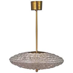 1950s-Early 1960s Saucer Form Glass Ceiling Pendant by Orrefors of Sweden 1950s-Early 1960s Saucer Form Glass Ceiling Pendant by Orrefors of Sweden