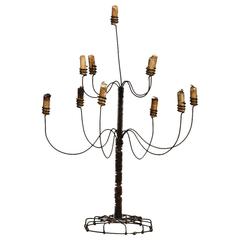 Whimsical 19th Century Two-Tier Wire Work Candelabra