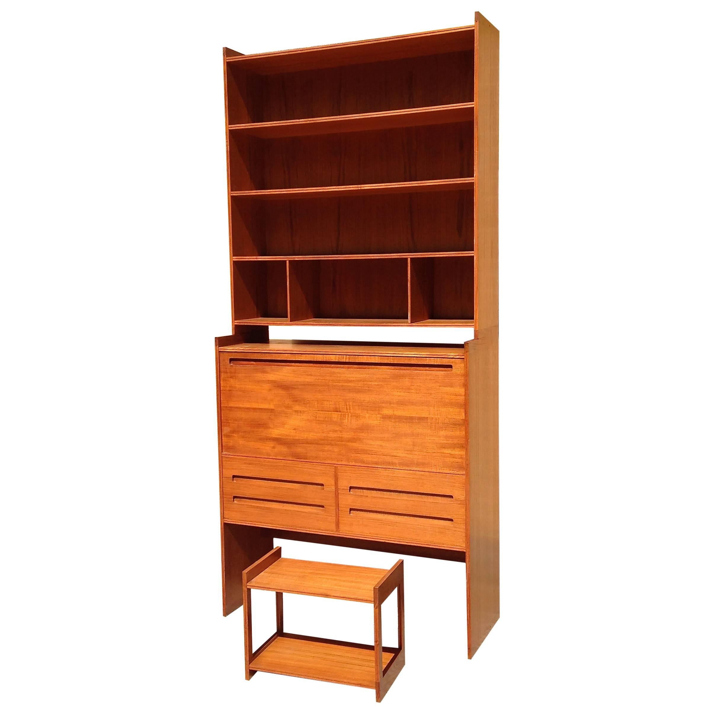 Danish Modern Teak Secretary Desk and Bookcase