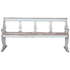 Vintage Italian Blue Painted Bench