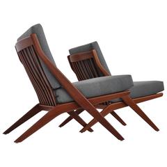 Pair of Teak Scissor Lounge Chairs by Folke Ohlsson for DUX