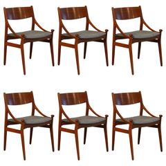 Set of Six Vintage Danish Teak Dining Chairs 
