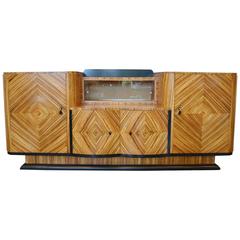 French Art Deco Zebrawood Sideboard or Bar, circa 1935