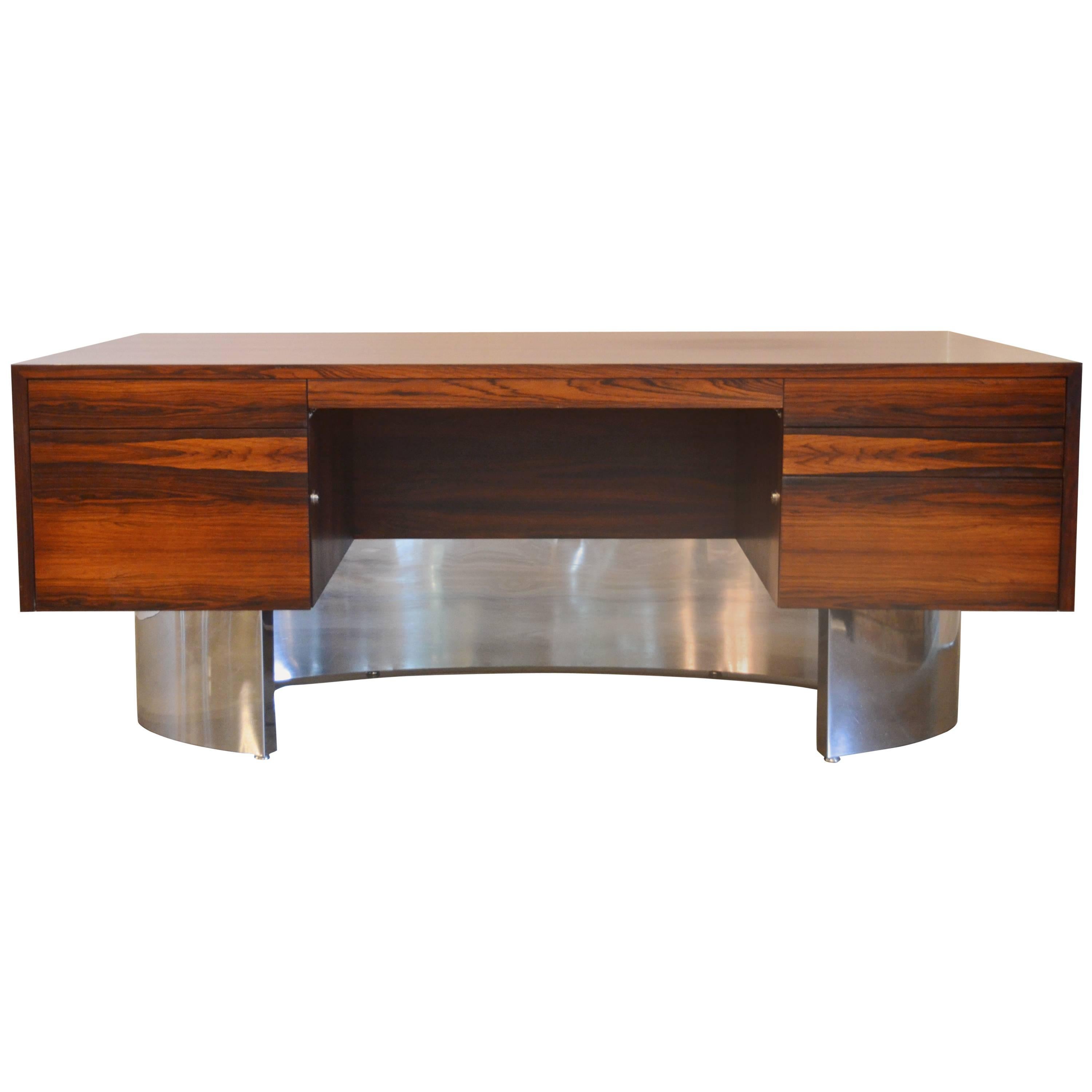 Rosewood and Chrome Executive Desk