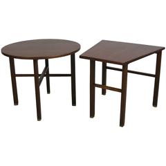 Two Mid-Century Walnut End Tables by Edward Wormley for Dunbar
