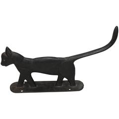 Antique Folky Black Cat Iron Door Stop