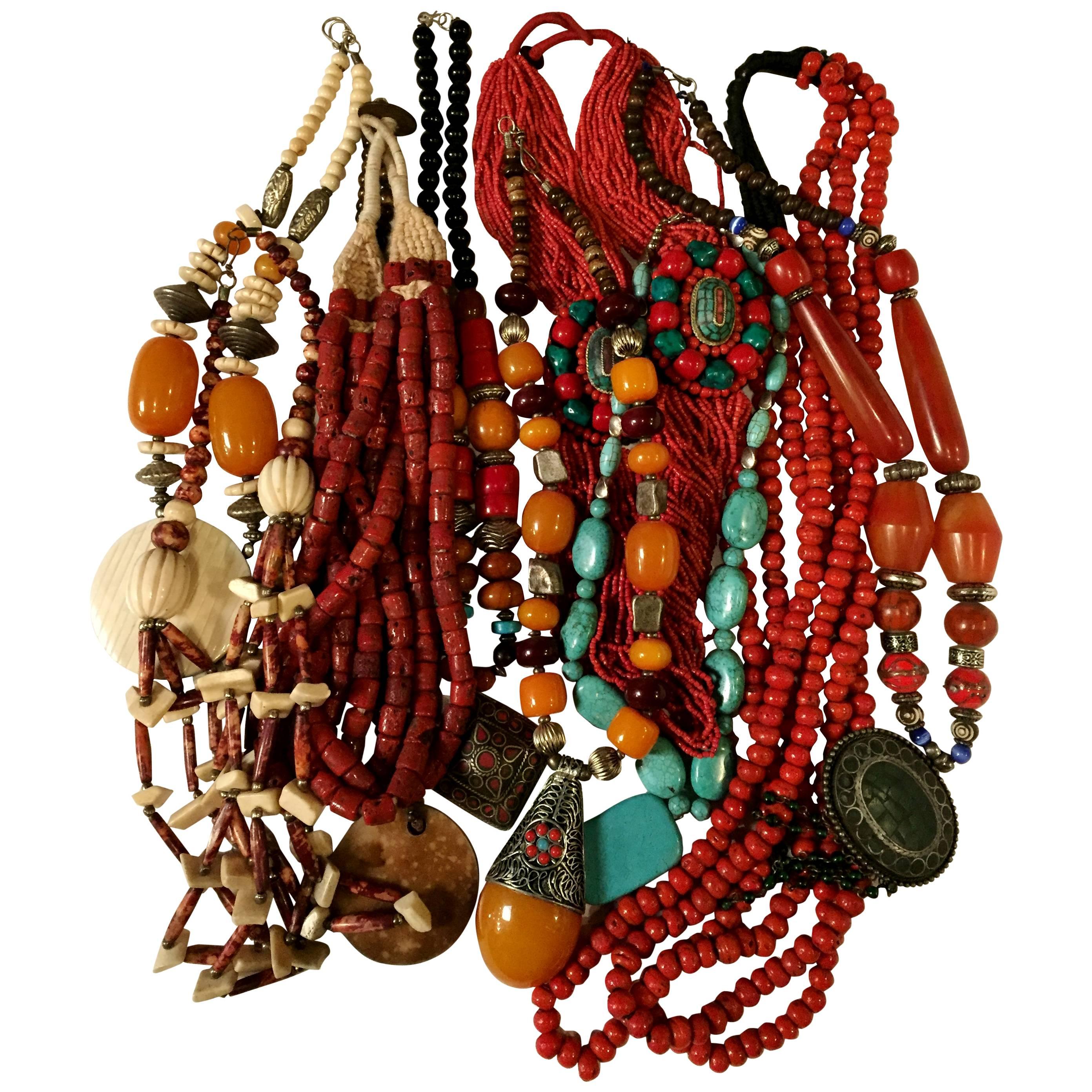 Lot of Ten Handmade Tibetan Necklaces