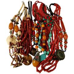 Vintage Lot of Ten Handmade Tibetan Necklaces