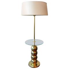 Vintage Mid-Century Modern George Kovacs Stacked Brass Ball Floor Lamp Table